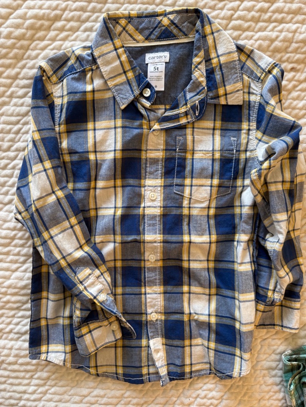 carter's Boys' Blue and Yellow Plaid Button-Up Shirt - 5T